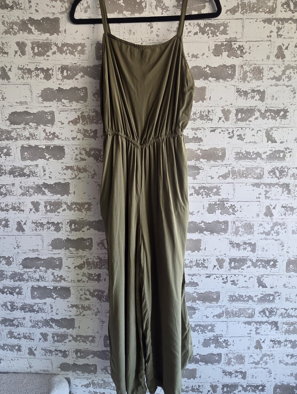 GAP Olive Green Wide Leg Jumpsuit Cami Strap Elastic Waist Small